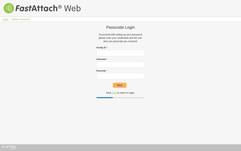 New Customer Passcode Login - FastAttach Web