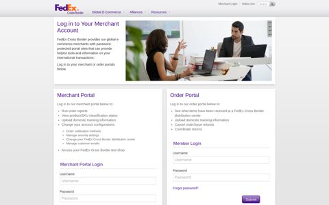 Log in to Your FedEx Cross Border Merchant Account
