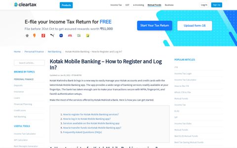 Kotak Mobile Banking - How to Register and Log In? - ClearTax
