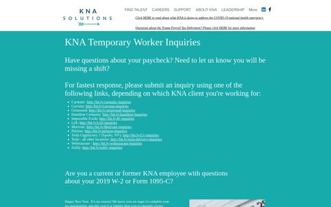 KNA Temp Assignments Nationwide | Employee Inquiries