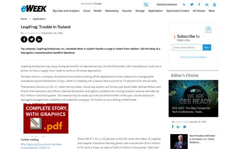 LeapFrog: Trouble In Toyland - eWEEK.com