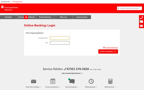 Online-Banking: Login - Kreissparkasse Biberach