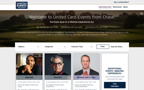 United Card Events from Chase: Upcoming Events