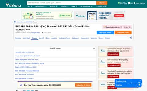 IBPS RRB Result 2020 (Out): Check IBPS RRB Scorecard for ...