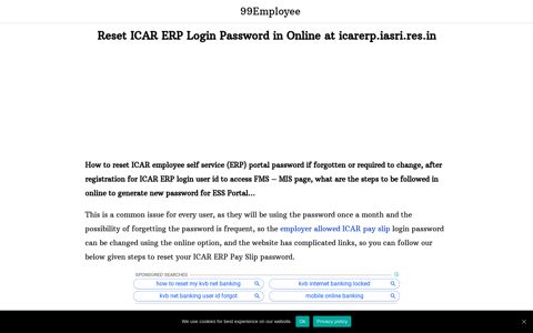 Reset ICAR ERP Login Password in Online at icarerp.iasri.res.in