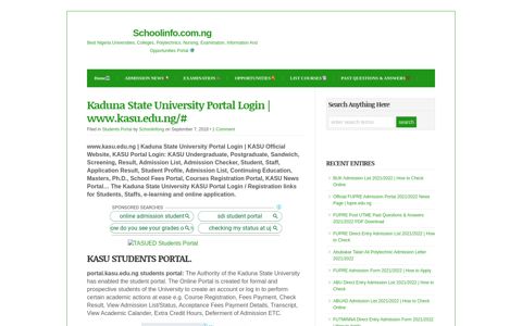 Kaduna State University Portal Login | www.kasu.edu.ng ...