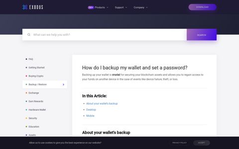 How do I backup my wallet and set a password? - Exodus ...