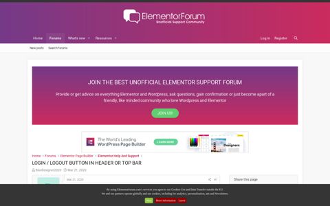 Login / Logout button in header or top bar - Elementor Forum
