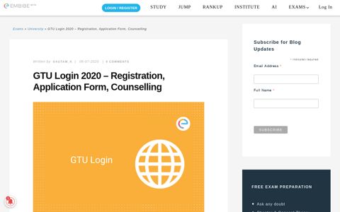 GTU Login 2020 - Registration, Application Form, Counselling