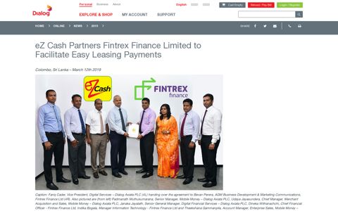 eZ Cash Partners Fintrex Finance Limited to Facilitate Easy ...
