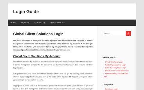 My Account Global Client Solutions Login - Login Guide
