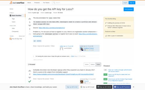 How do you get the API key for Locu? - Stack Overflow