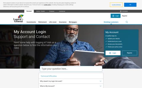 My Account Login support | Legal & General