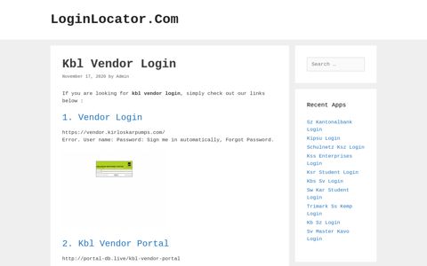 Kbl Vendor Login - LoginLocator.Com