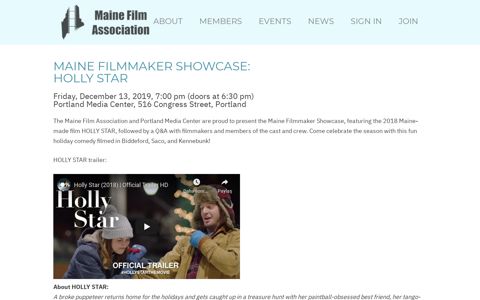 Maine Filmmaker Showcase: HOLLY STAR - MFA