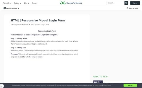 HTML | Responsive Modal Login Form - GeeksforGeeks
