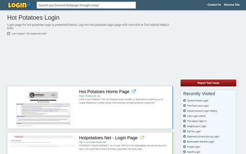 Hot Potatoes Login - Loginii.com