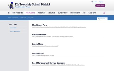 Lunch Links / Lunch Links - Aura Elementary School