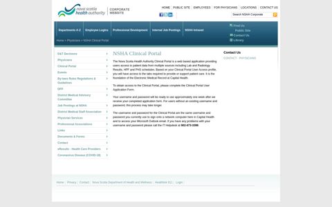 NSHA Clinical Portal | Nova Scotia Health Authority - Corporate