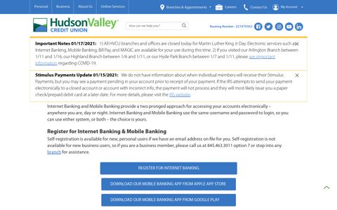 Internet Banking - Mobile Banking | Hudson Valley Credit Union