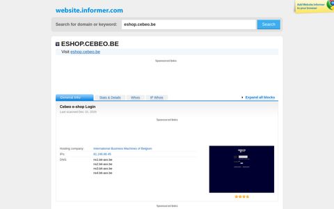 eshop.cebeo.be at WI. Cebeo e-shop Login - Website Informer