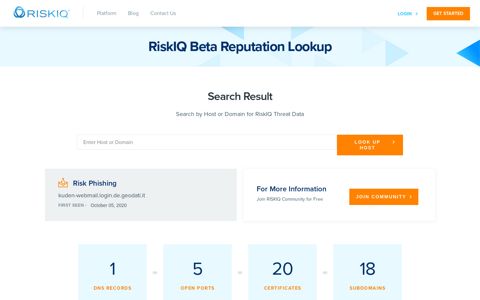 RiskIQ Beta Reputation Lookup - kuden-webmail.login.de.geodati.it