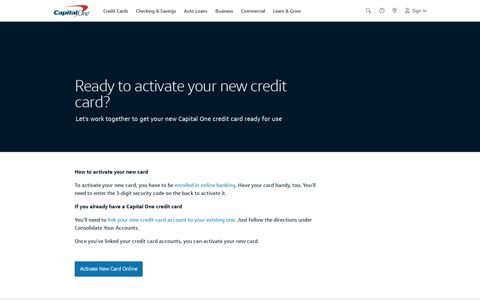 Activate Credit Card | Support Center - Capital One