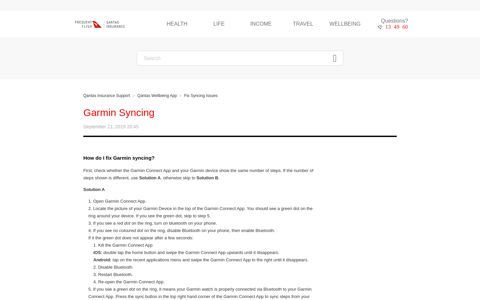 Garmin Syncing – Qantas Insurance Support