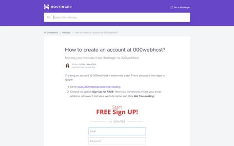 How to create an account at 000webhost? | Hostinger Help ...