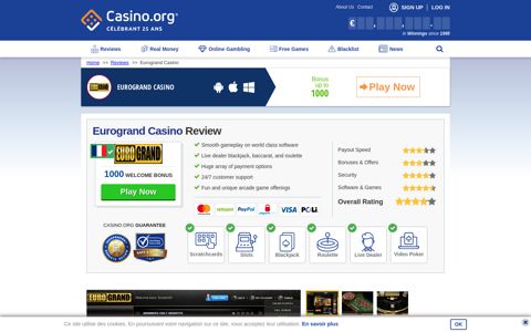 EuroGrand Casino Review for 2020 - Sign-up for $1,000 Bonus!