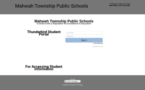 Student Realtime Portal - Mahwah Township Public Schools