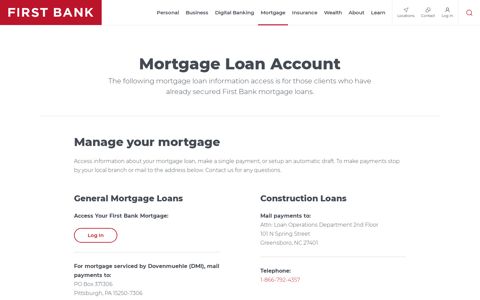 My Mortgage Loan Account | First Bank