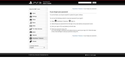 PS3™ | If you forget your password - Playstation.net