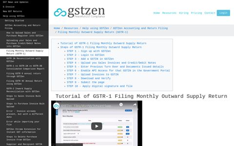Filing Monthly Outward Supply Return (GSTR-1) - GSTZen