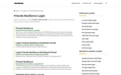 Friends Resilience Login ❤️ One Click Access - iLoveLogin