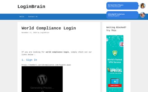 World Compliance Sign In - LoginBrain