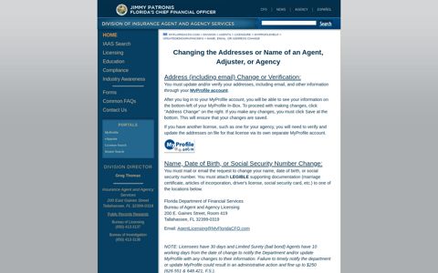 Name, Email, or Address Change - Florida Department of ...