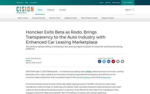 Honcker Exits Beta as Rodo, Brings Transparency to the Auto ...