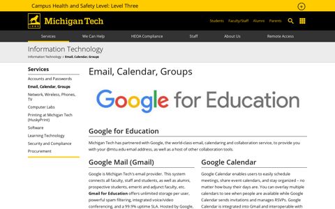 Email, Calendar, Groups | Michigan Tech Information ...