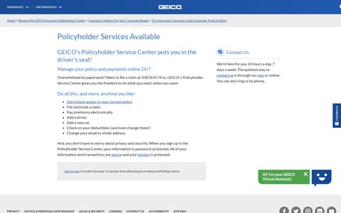 Policyholder Services Available | GEICO