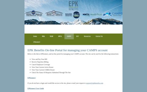 EPK Benefits On-line Portal for managing your CAMPS account