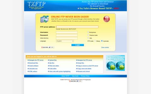 TXFTP - Browser Based Online File Transfer(FTP) Application