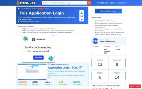 Fois Application Login - Portal-DB.live