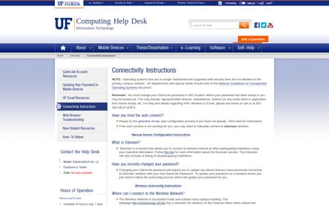 Connectivity Instructions » Computing Help Desk » University ...