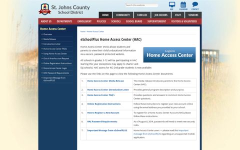 eSchoolPlus Home Access Center (HAC) | St. Johns County ...
