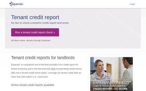 Tenant Credit Report - Experian Connect