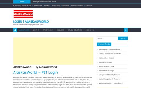 Alaskasworld | Alaskasworld.com Employee PET Login | Fly ...