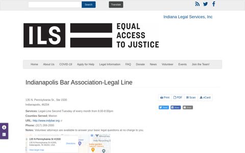 Indianapolis Bar Association-Legal Line - ILS