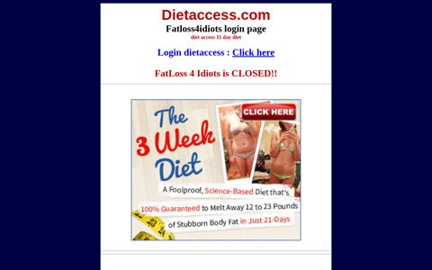Dietaccess.com - Diet Access 11 day diet - LOGIN