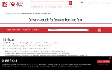 Software Available for Download from Haas Portal